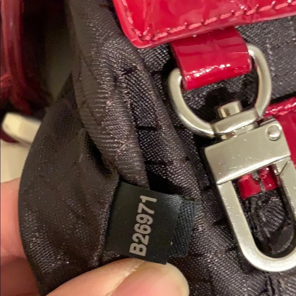 Cole Haan glossy Red leather crocodile Embossed bag